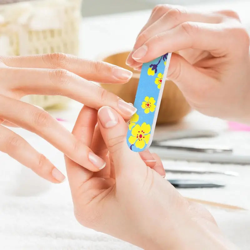 50pcs Colorful Nail Files – Double-Sided Emery Boards with Floral, Leopard & Rainbow Designs for Manicure & Pedicure