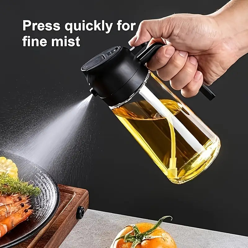 2-in-1 Oil Sprayer & Dispenser – 470ml Portable Olive Oil Bottle for Cooking, BBQ, Air Fryer & Salad