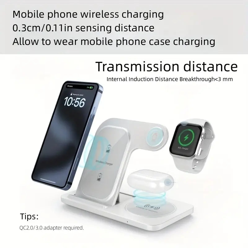 3-in-1 Wireless Charging Station – Fast Charger for iPhone 8–16, Apple Watch & AirPods, Perfect Gift