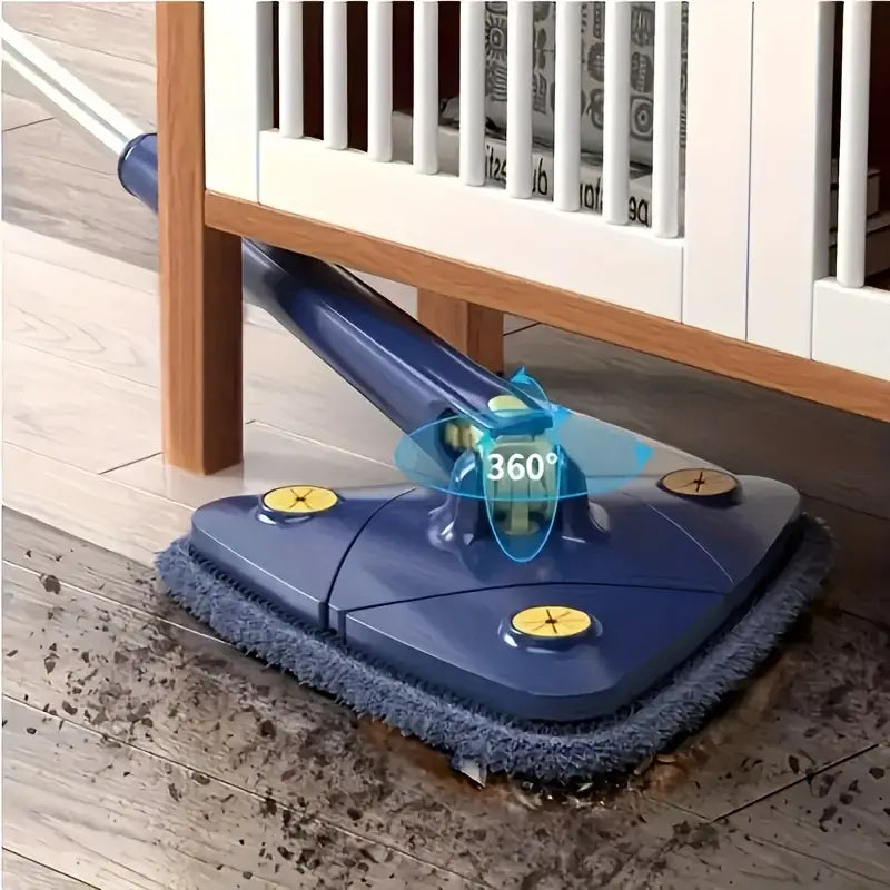 360° Rotating Triangle Cleaning Mop – Long Handle, Hands-Free Squeeze, Wet & Dry Dual-Use for Floors, Walls & Glass