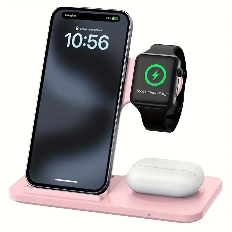 3-in-1 Wireless Charging Station – Fast Charger for iPhone 8–16, Apple Watch & AirPods, Perfect Gift