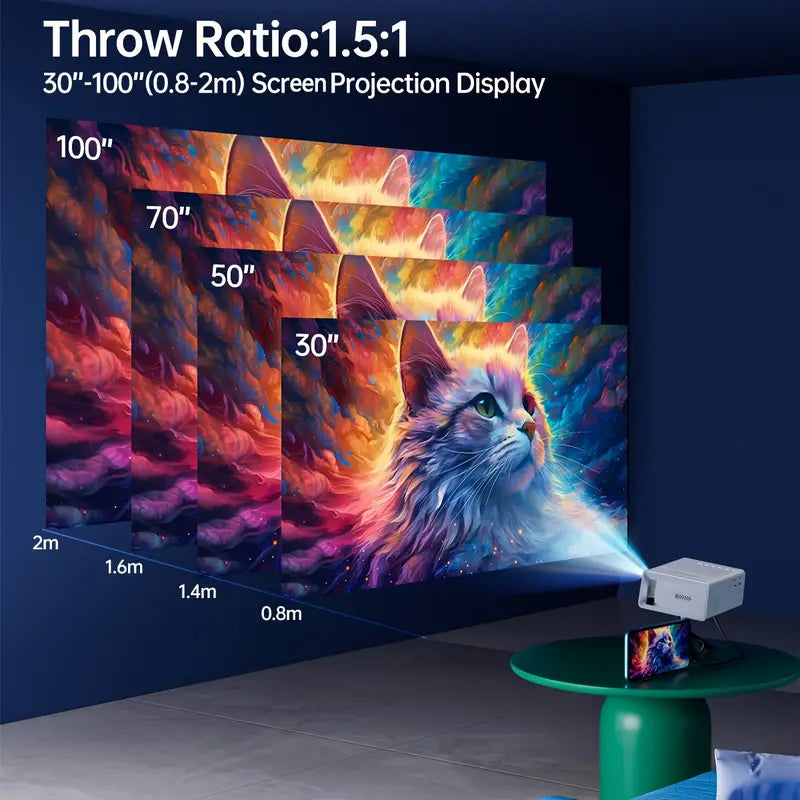 HD Mini LCD Projector – Portable Home & Outdoor Theater, USB/SD Compatible, Remote Controlled