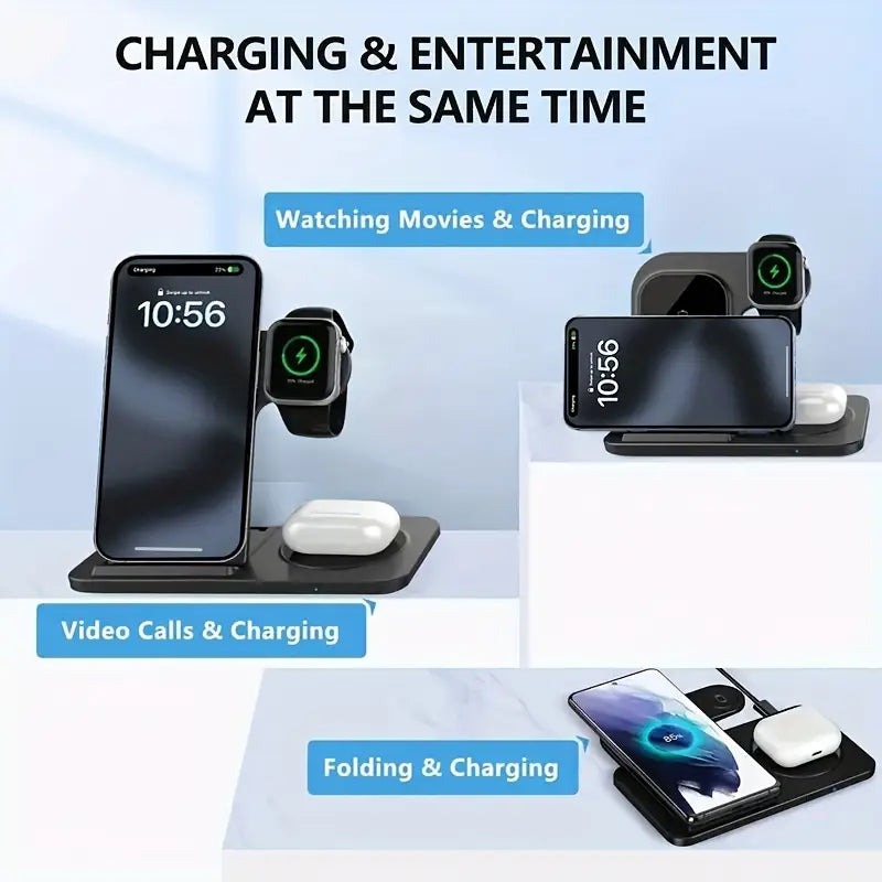 3-in-1 Wireless Charging Station – Fast Charger for iPhone 8–16, Apple Watch & AirPods, Perfect Gift