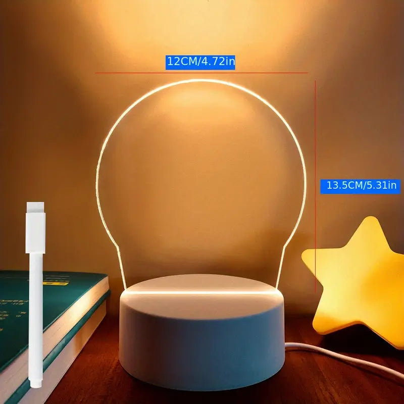 USB LED Night Light with Message Board – Touch Writing Surface, Warm Ambient Desk Lamp, Includes Marker
