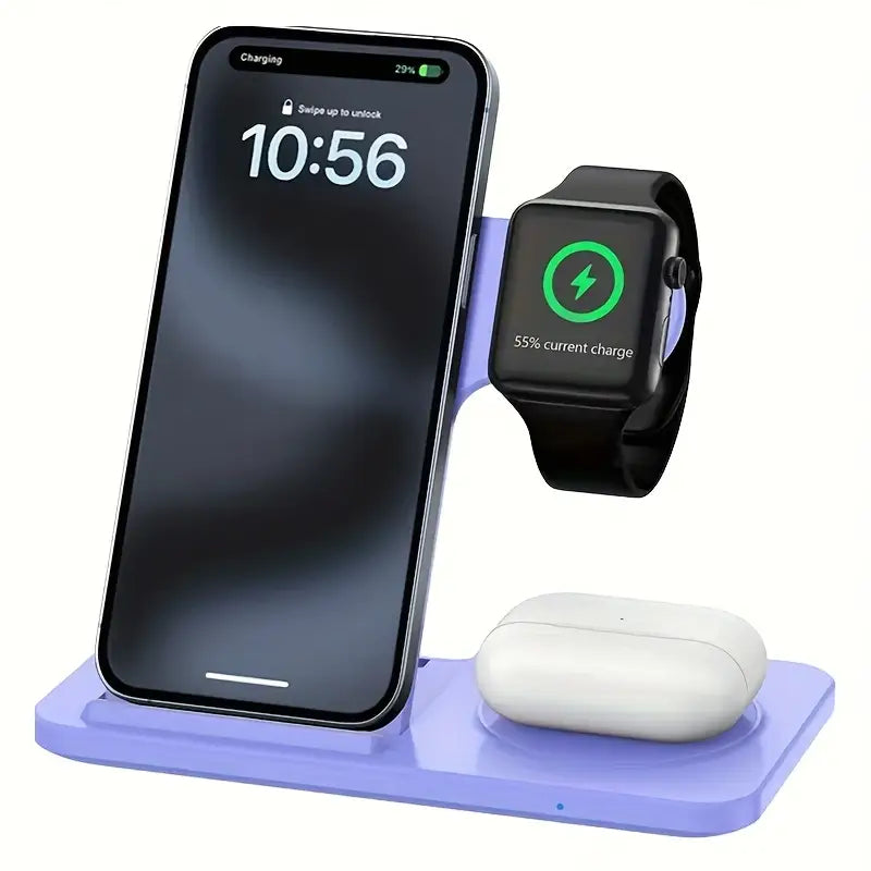 3-in-1 Wireless Charging Station – Fast Charger for iPhone 8–16, Apple Watch & AirPods, Perfect Gift
