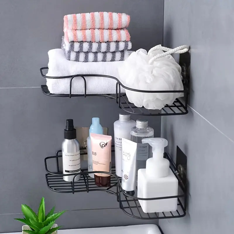 Rust-Resistant Corner Shower Rack – Wall-Mounted Bathroom Shelf for Shampoo & Cosmetics