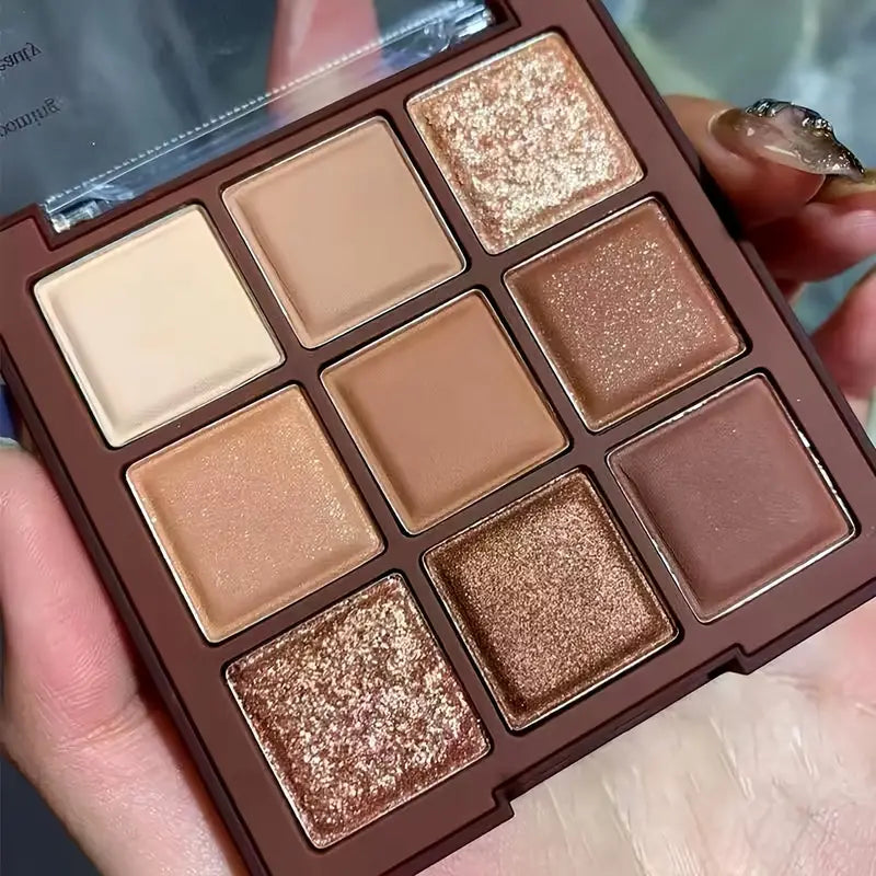 Caperle K'APEINE Chocolate Eyeshadow Palette – 9 Colors, Matte & Shimmer, Blendable Compact