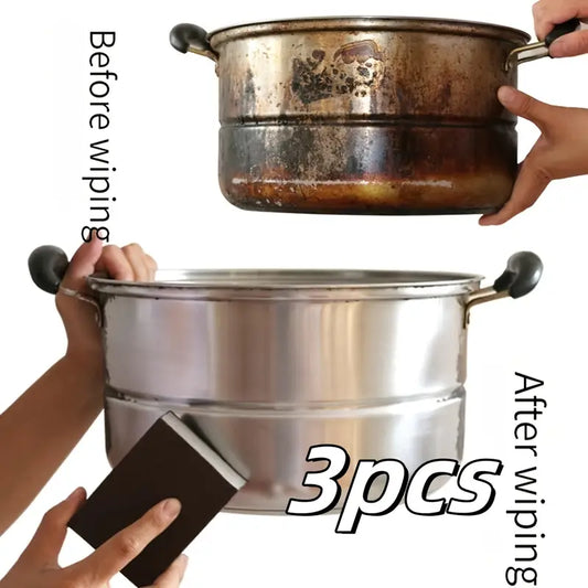 3pcs Emery Cleaning Sponges – Rust & Stain Remover for Pots, Pans & Dishes