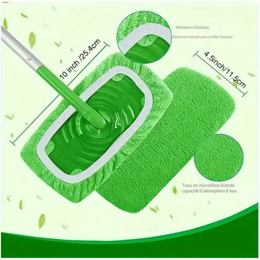 6pcs Reusable Mop Pads – Washable Microfiber, High Absorbency, Fits Most Flat Mops