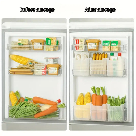 6pcs Clear Refrigerator Storage Bins – BPA-Free, Easy-Grip, Space-Saving Kitchen Organizer