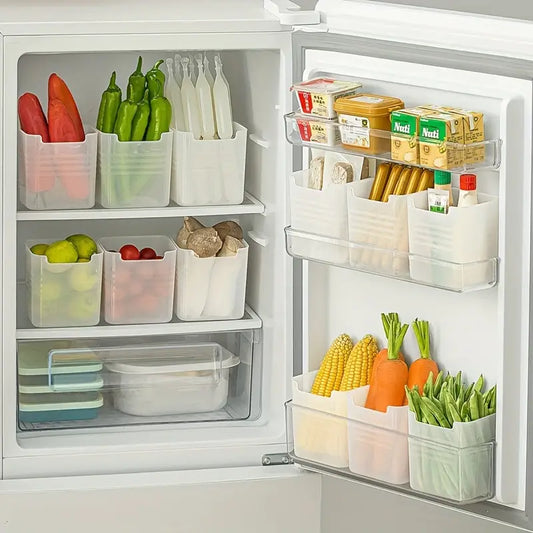 6pcs Clear Refrigerator Storage Bins – BPA-Free, Easy-Grip, Space-Saving Kitchen Organizer