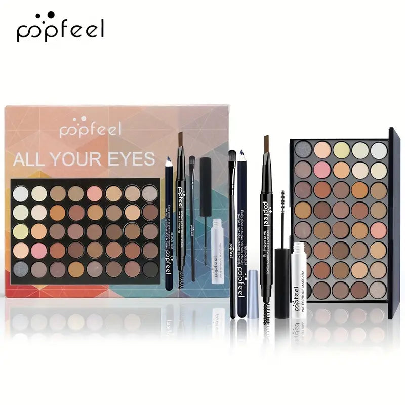 Eye Makeup Set – Eyeshadow Palette, Eyeliner, Mascara & Brow Pencil – Ideal Cosmetic Gift
