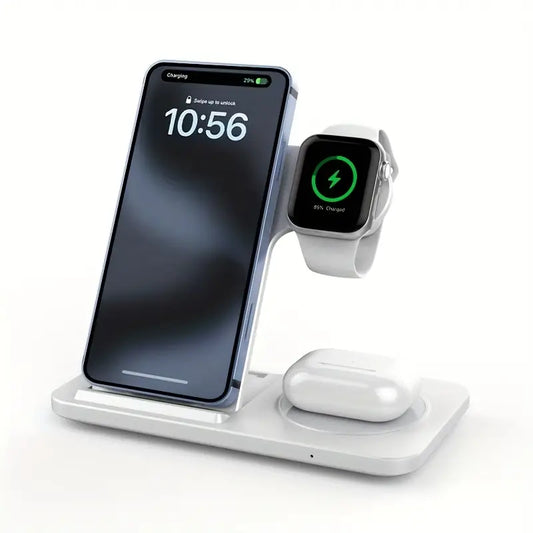 3-in-1 Wireless Charging Station – Fast Charger for iPhone 8–16, Apple Watch & AirPods, Perfect Gift