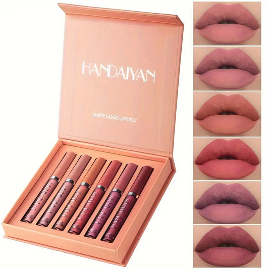 6pcs Matte Liquid Lipstick Set – Long-Lasting, Waterproof & Smudge-Proof in Pink, Purple & Red Shades