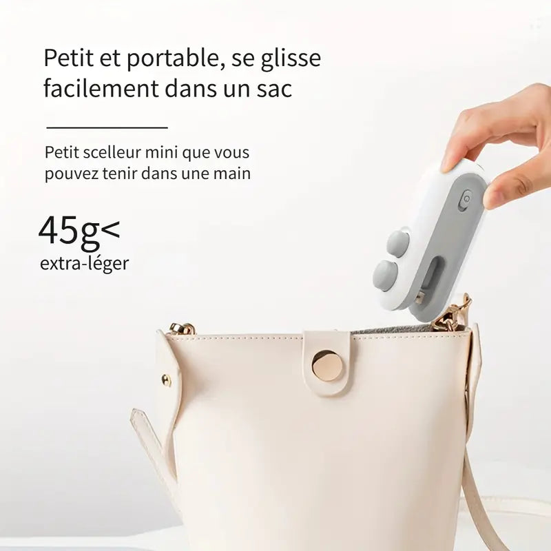 2-in-1 Snack Bag Sealer & Cutter – USB Rechargeable, Compact, Keeps Food Fresh