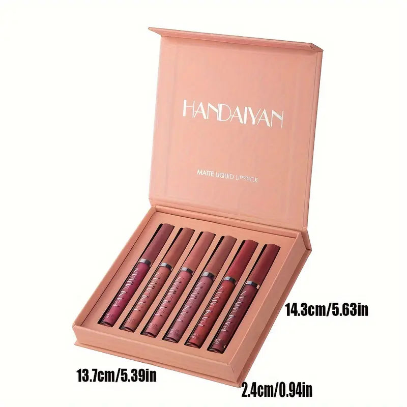 6pcs Matte Liquid Lipstick Set – Long-Lasting, Waterproof & Smudge-Proof in Pink, Purple & Red Shades