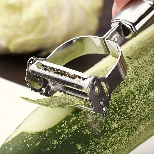 1pc Stainless Steel Vegetable Peeler – Serrated Blade, Durable & Easy Grip