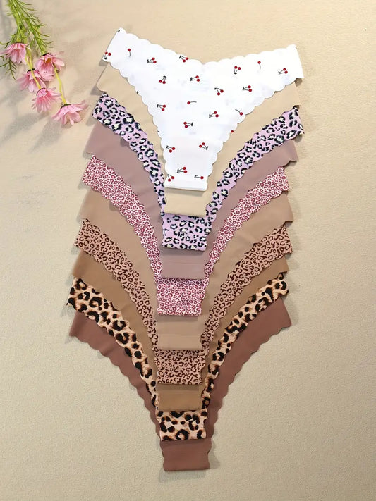 10pcs Leopard Print Women’s Panties – Seamless, Breathable & Quick-Dry Multi-Pack for Everyday & Sports
