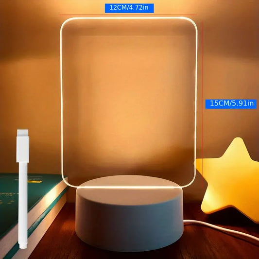 USB LED Night Light with Message Board – Touch Writing Surface, Warm Ambient Desk Lamp, Includes Marker