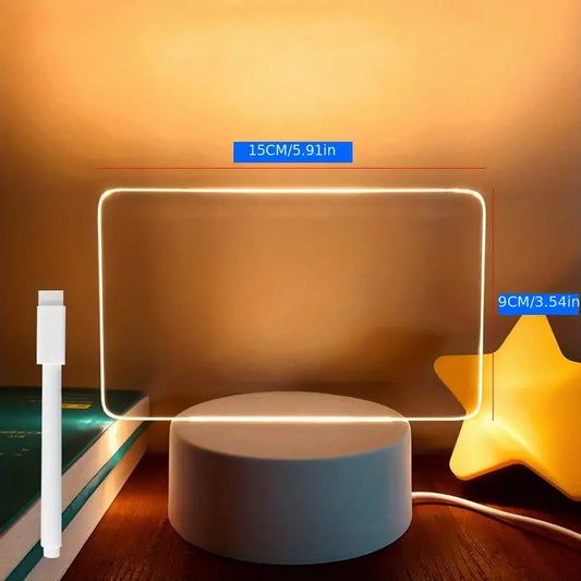 USB LED Night Light with Message Board – Touch Writing Surface, Warm Ambient Desk Lamp, Includes Marker