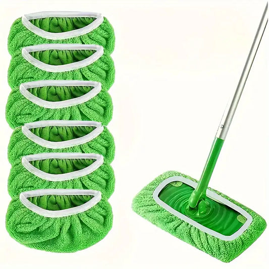 6pcs Reusable Mop Pads – Washable Microfiber, High Absorbency, Fits Most Flat Mops