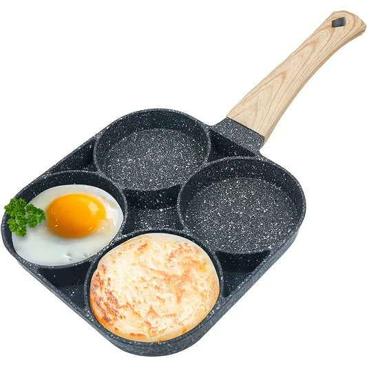 Non-Stick 4-Hole Frying Pan with Maifan Stone Coating – Perfect for Eggs & Pancakes, Induction Compatible