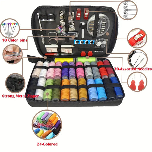 104pcs Mini Sewing Kit – 24-Color Threads, Needles & Tools for Quick Repairs