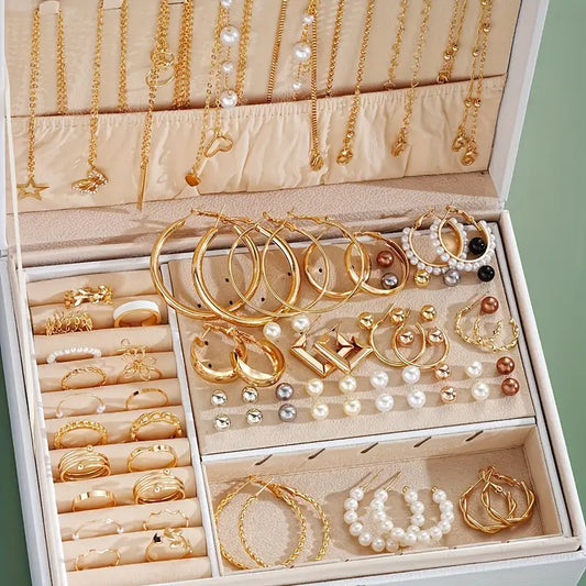 86pcs Elegant Jewelry Set for Women – Necklaces, Earrings & Rings – Trendy Everyday or Party Gift