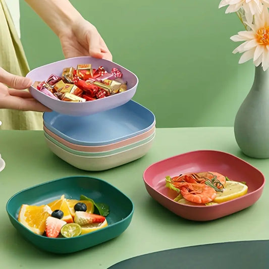 10pcs Plastic Fruit & Dessert Plates – Washable Snack Trays, Candy Dishes & Table Decor