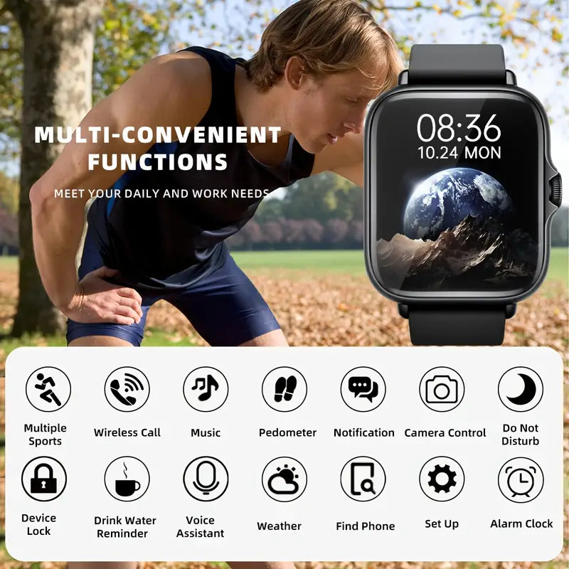 1.83" Smartwatch – Full Touchscreen, Calls & Messages, Fitness Tracker for Android/iPhone