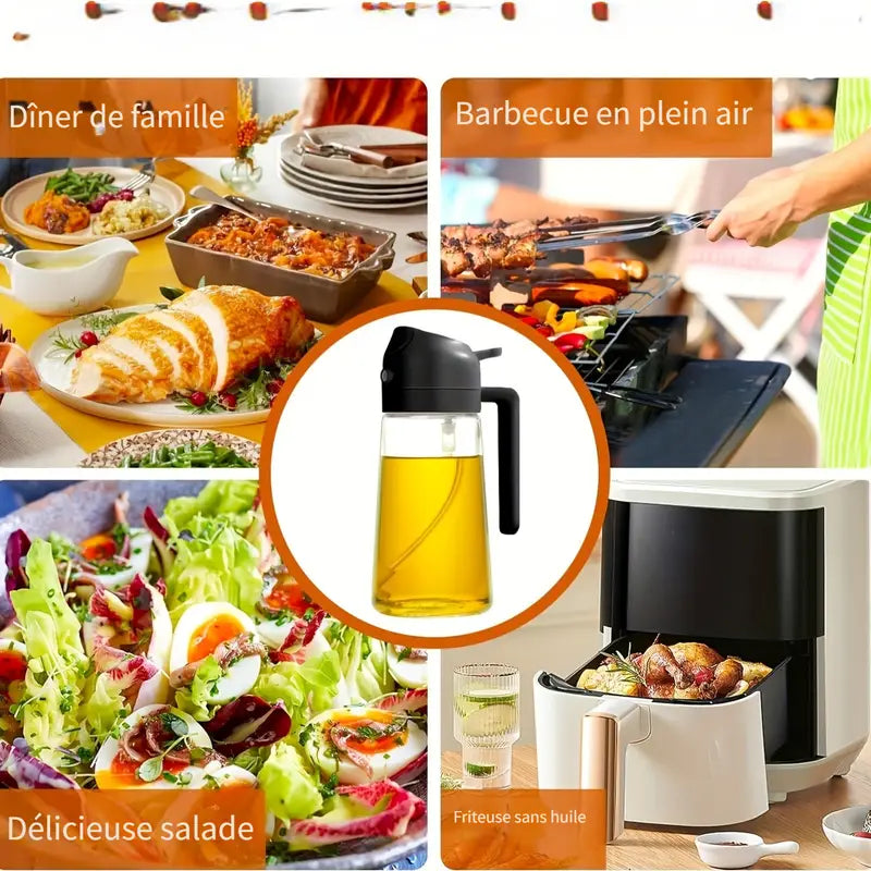 2-in-1 Oil Sprayer & Dispenser – 470ml Portable Olive Oil Bottle for Cooking, BBQ, Air Fryer & Salad