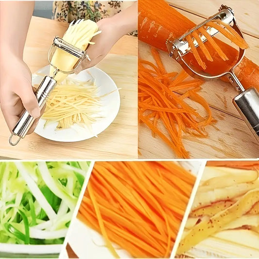 1pc Stainless Steel Vegetable Peeler – Serrated Blade, Durable & Easy Grip