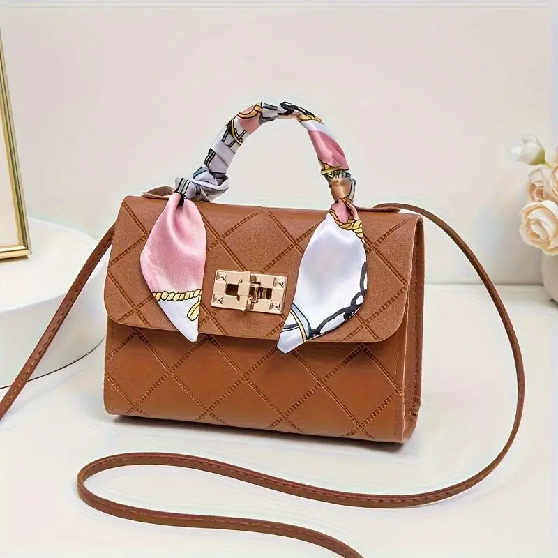 1pc Women’s Crossbody Shoulder Bag – Structured Square Purse with Adjustable Strap & Gold Hardware, 5 Colors