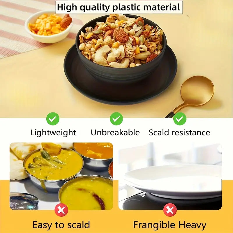 16pcs Unbreakable Dinnerware Set – Plates, Bowls & Cups, Reusable, Microwave & Dishwasher Safe