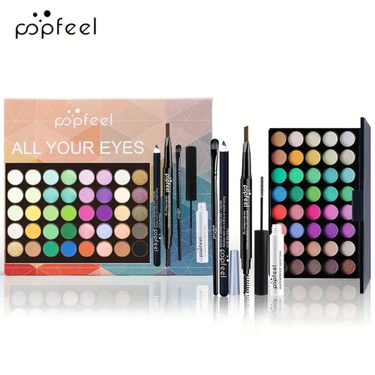 Eye Makeup Set – Eyeshadow Palette, Eyeliner, Mascara & Brow Pencil – Ideal Cosmetic Gift