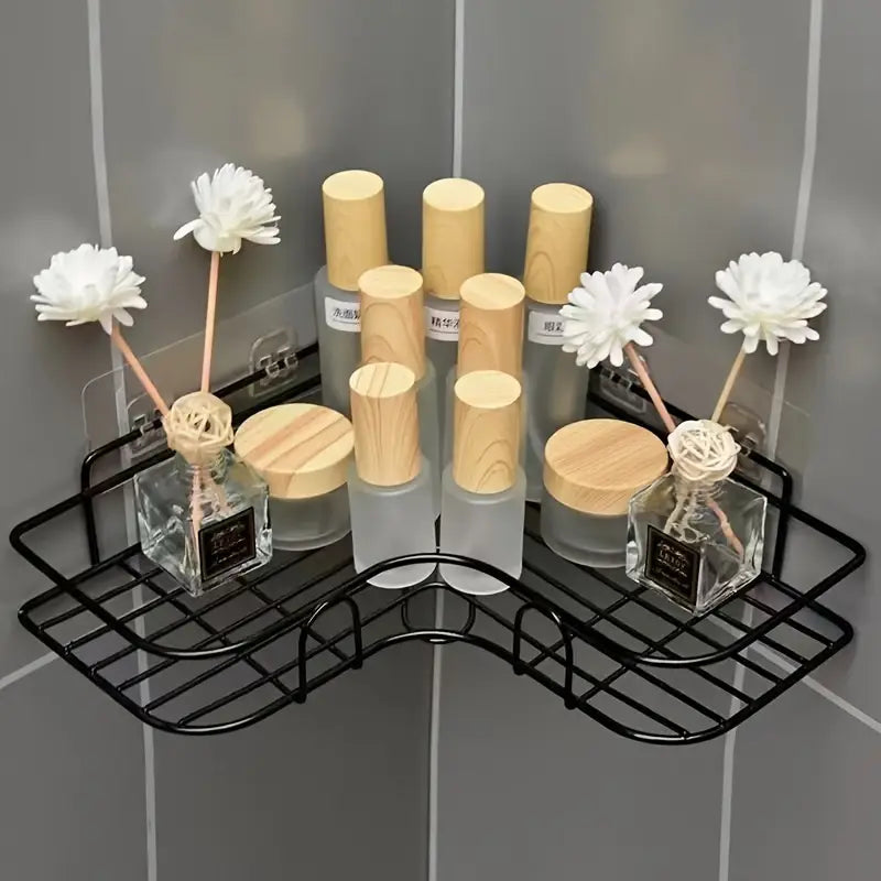 Rust-Resistant Corner Shower Rack – Wall-Mounted Bathroom Shelf for Shampoo & Cosmetics