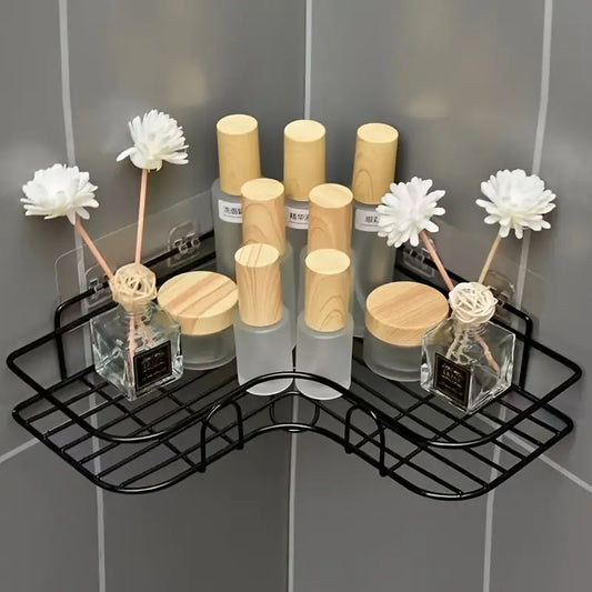 Rust-Resistant Corner Shower Rack – Wall-Mounted Bathroom Shelf for Shampoo & Cosmetics
